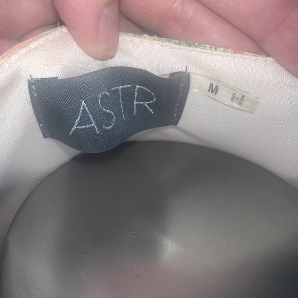 ASTR Pink Vintage Print Fully Lined Pastel Mini Dress with Lace Cuffs SZ M - Picture 8 of 9